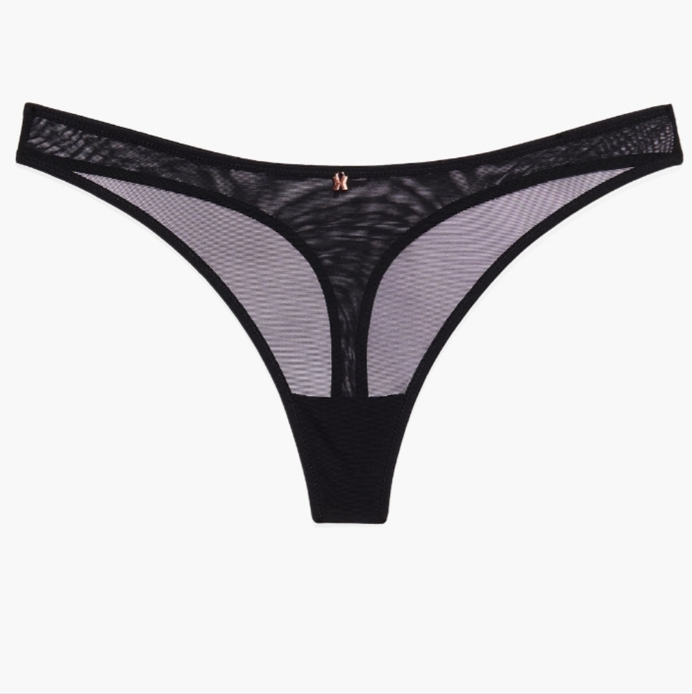 Savage "X" Fenty- Black Mesh Thong Caviar-L